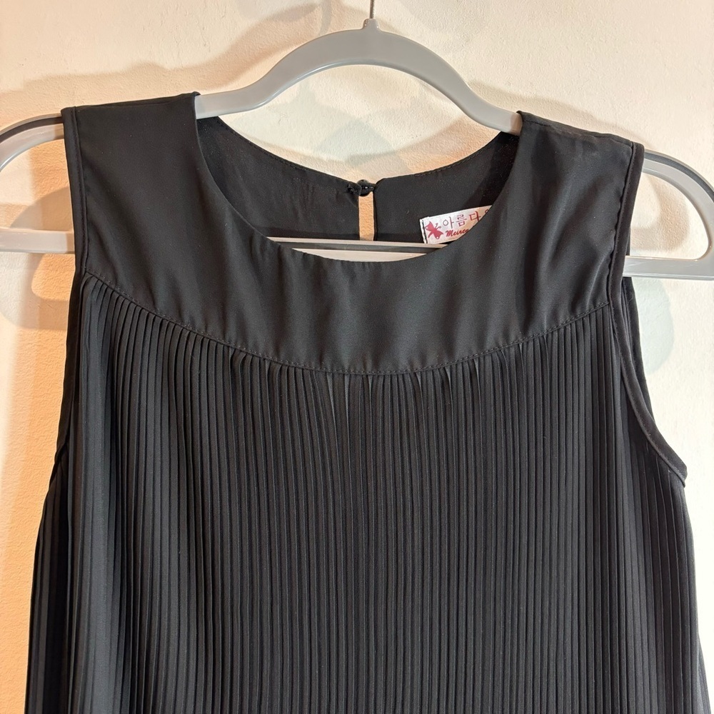 MEIREA FASHION Sz M Micro Pleated Bodice Midi Pleats Ruffle Shift Flowy Dress - Picture 4 of 10